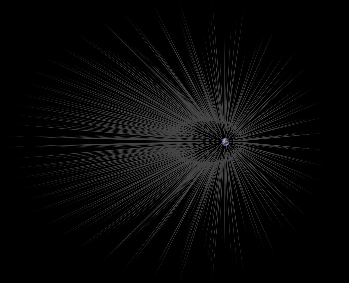 Dark Matter 'Hairs' Around Earth (Credit: NASA/JPL-Caltech, Public Domain)