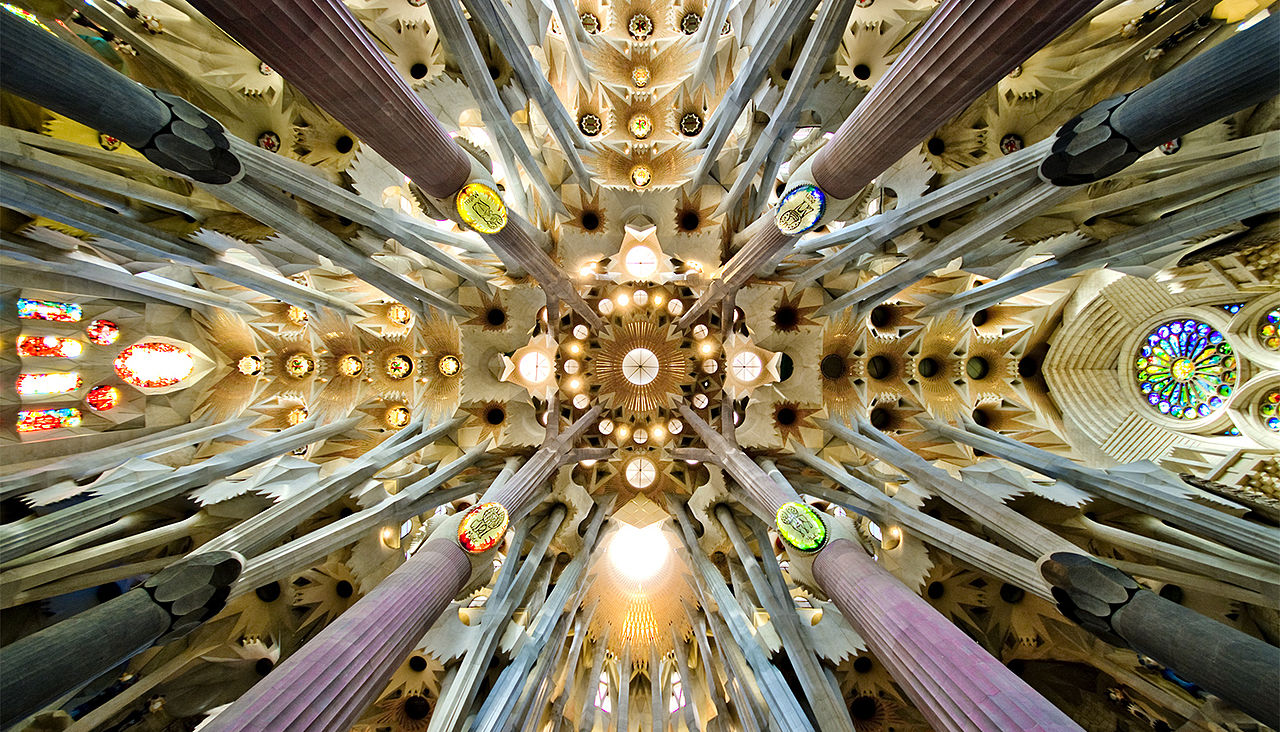 Sagrada Família nave roof detail by Flickr user SBA73 https://www.flickr.com/people/7455207@N05