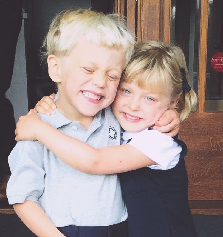 My grandchildren, Annie and Ezra, on their first day of Pre-K