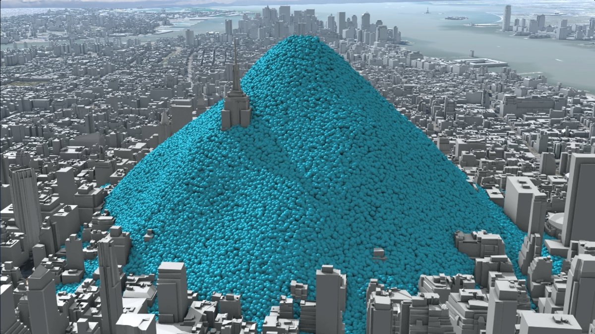 Title: New York City's daily carbon dioxide emissions as one-tonne spheres. | Author: Carbon Visuals | Source: carbonquilt | License: CC BY 2.0